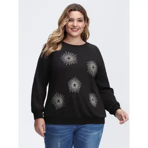 【 Comfy Chic】Bloomchic Star Embroidery Round Neck Sweatshirt