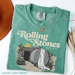 Comfort Colors Rolling Stones T-Shirt, Christian Apparel, Trendy Easter Clothing, Cotton Crewneck Unisex Pull Over T-Shirt
