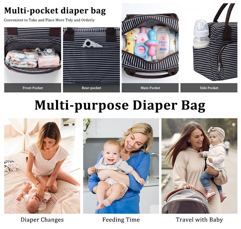 Diaper Bag Baby Bag Mommy Tote Bag Organizer Bag Insulated Baby Bottle Bag 11L for Travel Daily Use for Women
