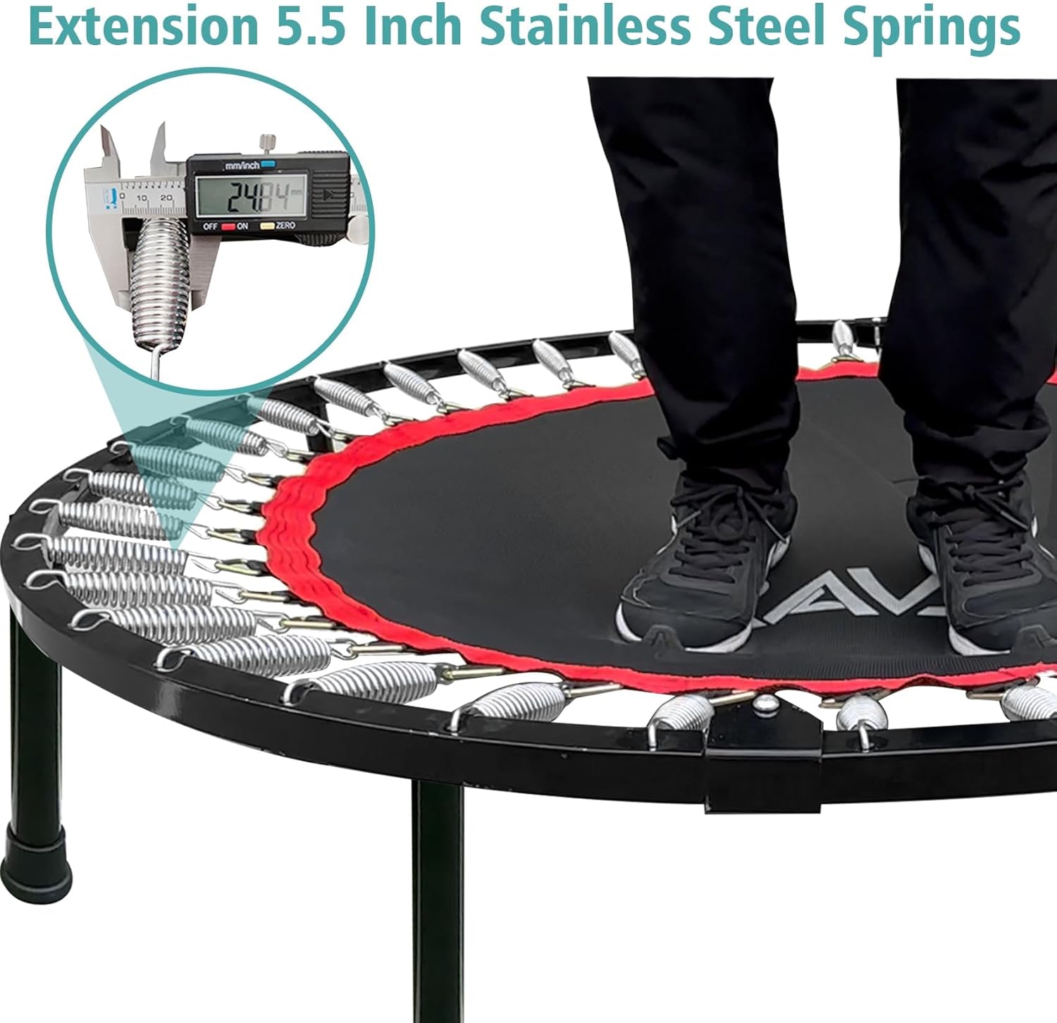 RAVS 450 LBS Foldable Mini Trampoline for Adults &Kids 40"/48"Rebounder Trampoline with Adjustable Foam Bar forIndoor Workout Fitness