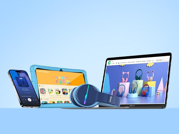 iClever Kids BTH12 Bluetooth Headphones with 4 Colorful LED Lights Modes Volume Limited 55H Playtime Built-in Mic for iPad Tablet Audio Headset iClever Kids BTH12 Bluetooth Headphones with 4 Colorful LED Lights Modes Volume Limited 55H Playtime Built-in Mic for iPad Tablet Audio Headset