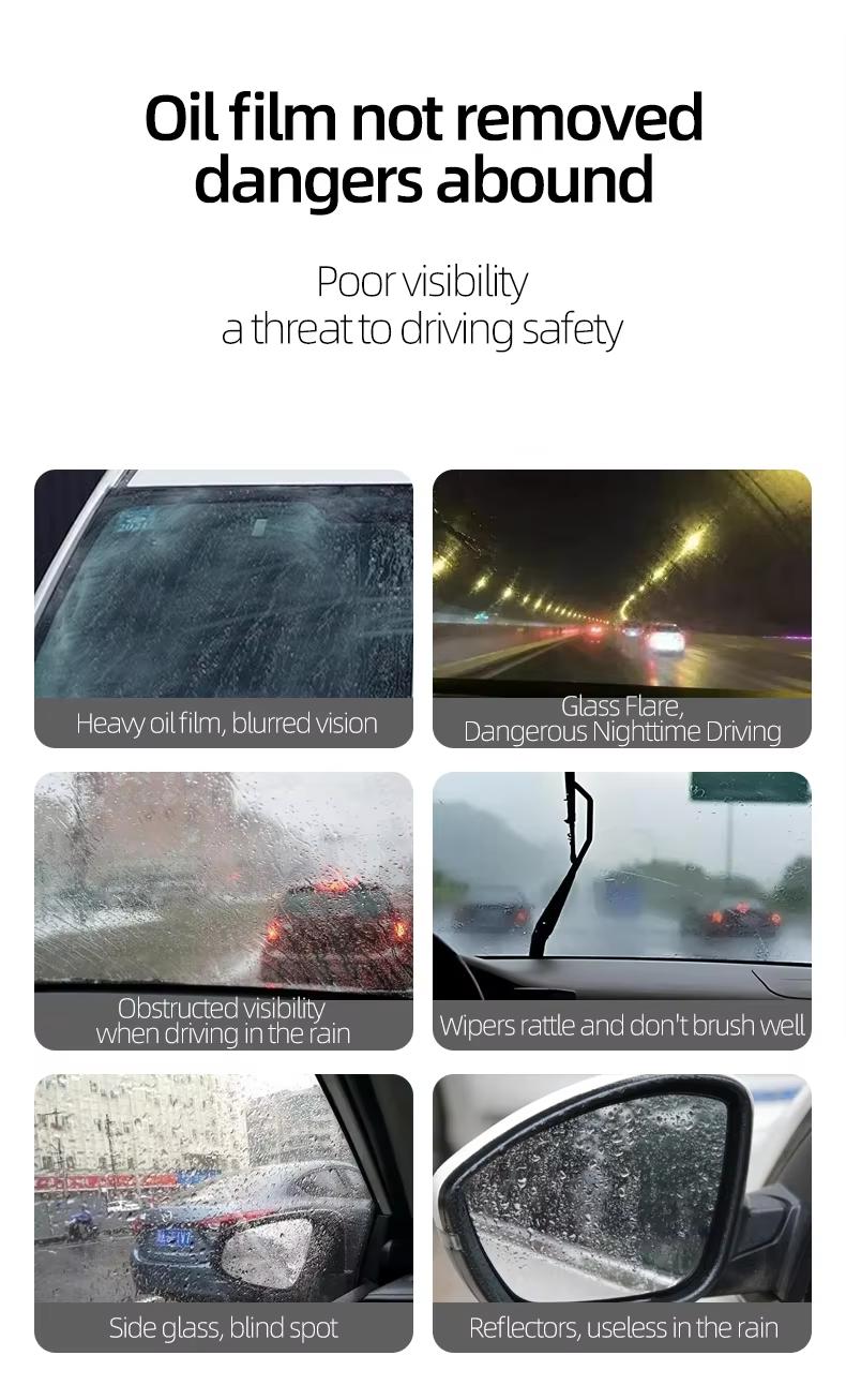 Car Oil Film Cleaner,Glass Emulsion Cleaner,Handle Oil Film Remover&Windshield Cleaner For Cars Window, Glass Emulsion, Crystal Clear View