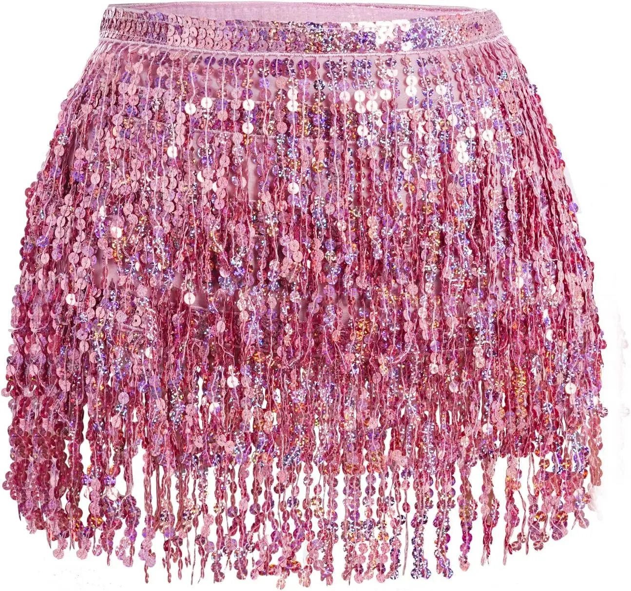 Women's Belly Dance Hip Scarf - Sequin, Tassel Wrap Skirt - Sparkly Rave Dance Costume (Sports & Outdoor Dancewear)