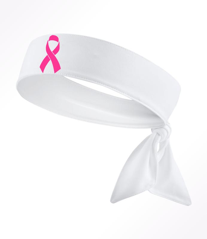 Breast Cancer Ribbons Unisex Head Tie Headband Black White Hot Pink Light Pink Athletic Sports Youth Kids Girls Boys Women's Men's Football Basketball Cheer Baseball Softball Lax Lacrosse Soccer Weight Lifting Running Track Sweat Band Head Band Bulk Team
