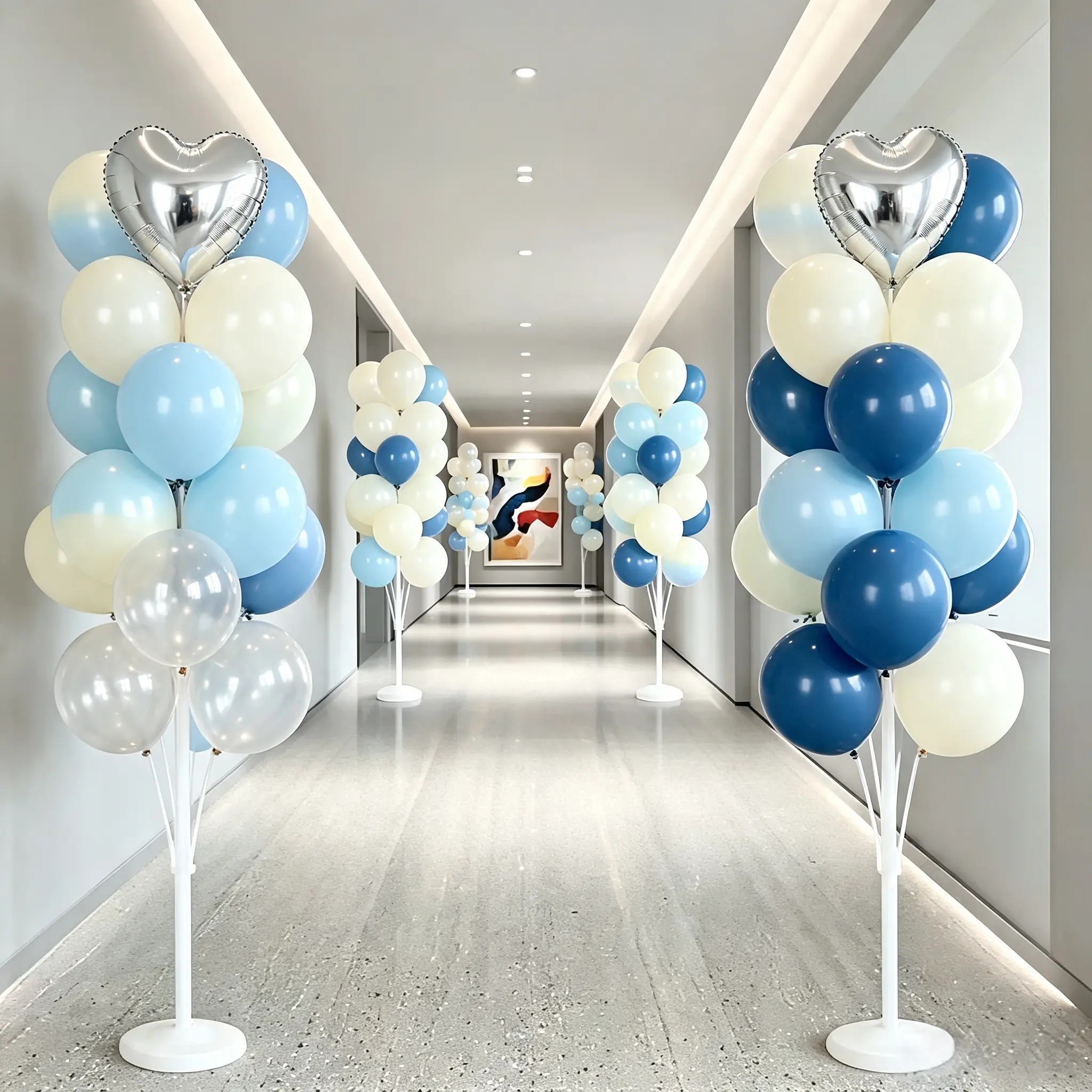High-Top 1 Balloon Stand Set with Water-Filled Reusable Plastic Column Base, 24 Balloons Included - Ideal for Wedding, New Year Party Decor & Arch Arrangements, One Balloon Stand (Including 24 Balloons)