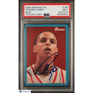 2009 Bowman '48 #106 Stephen Curry Signed Rookie Card PSA 7 AUTO 10 PSA Slabbed