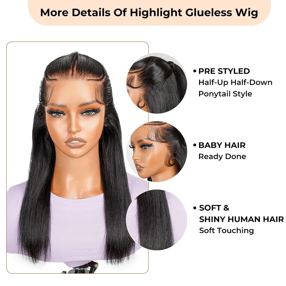 [Spring 2026] Alipearl Hair Half Up Half Down 13x4 Lace Frontal Pre Styled Glueless Ponytail Wig Human Hair Pre Bleached Pre Cut Braided Bob Wig Beginner Friendly
