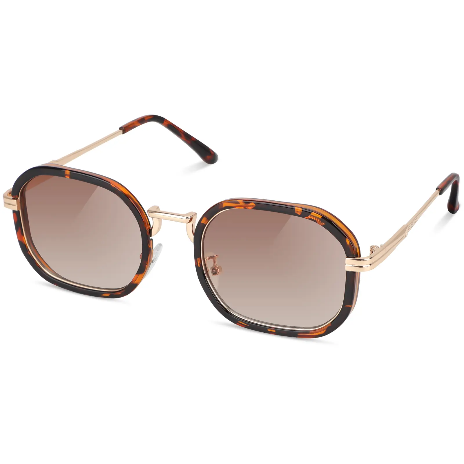 SohoChic Fall Fashion Sunglasses, Vintage Tortoise Square Frame Glasses with Brown Gradient Lens, Trendy Back to School Eyewear, UV400