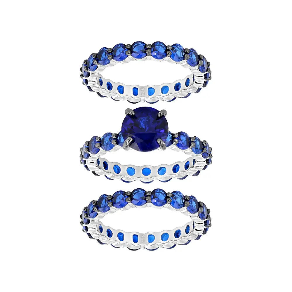 JTV Blue Lab Created Spinel Rhodium Plated Ring 3.49ctw
