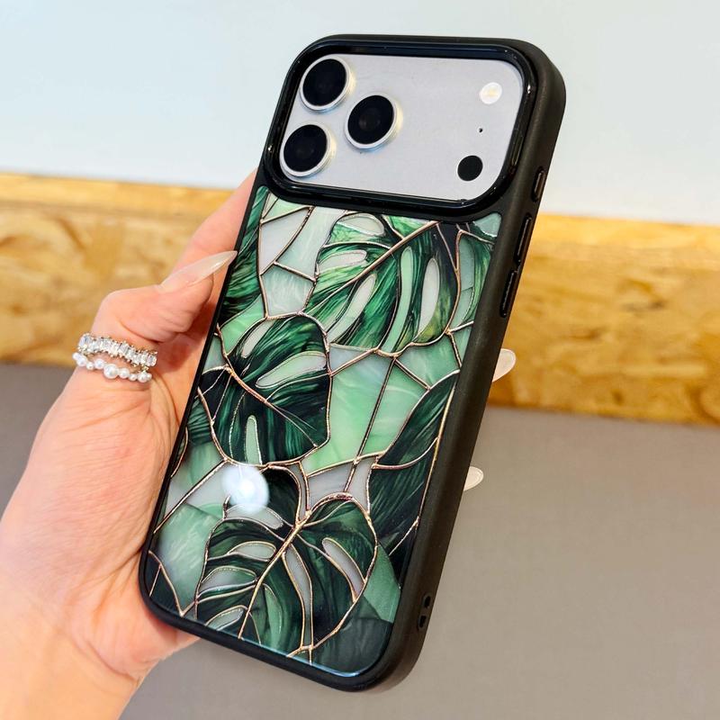 Lovely Floral Flowers Aesthetic Pattern Phone Case, Compatible with MagSafe, Stained Glass Shockproof Anti-Scratch Stylish Protective Phone Cover for iPhone 17/16/15/14/13 Series