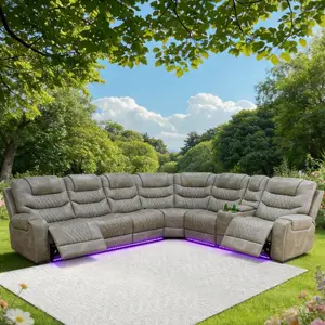 A Ainehome Electric Recliner Sofa Set in Grey Breathing Leather 3-Piece Living Room Furniture with Modern Design A Ainehome Electric Recliner Sofa Set in Grey Breathing Leather 3-Piece Living Room Furniture with Modern Design