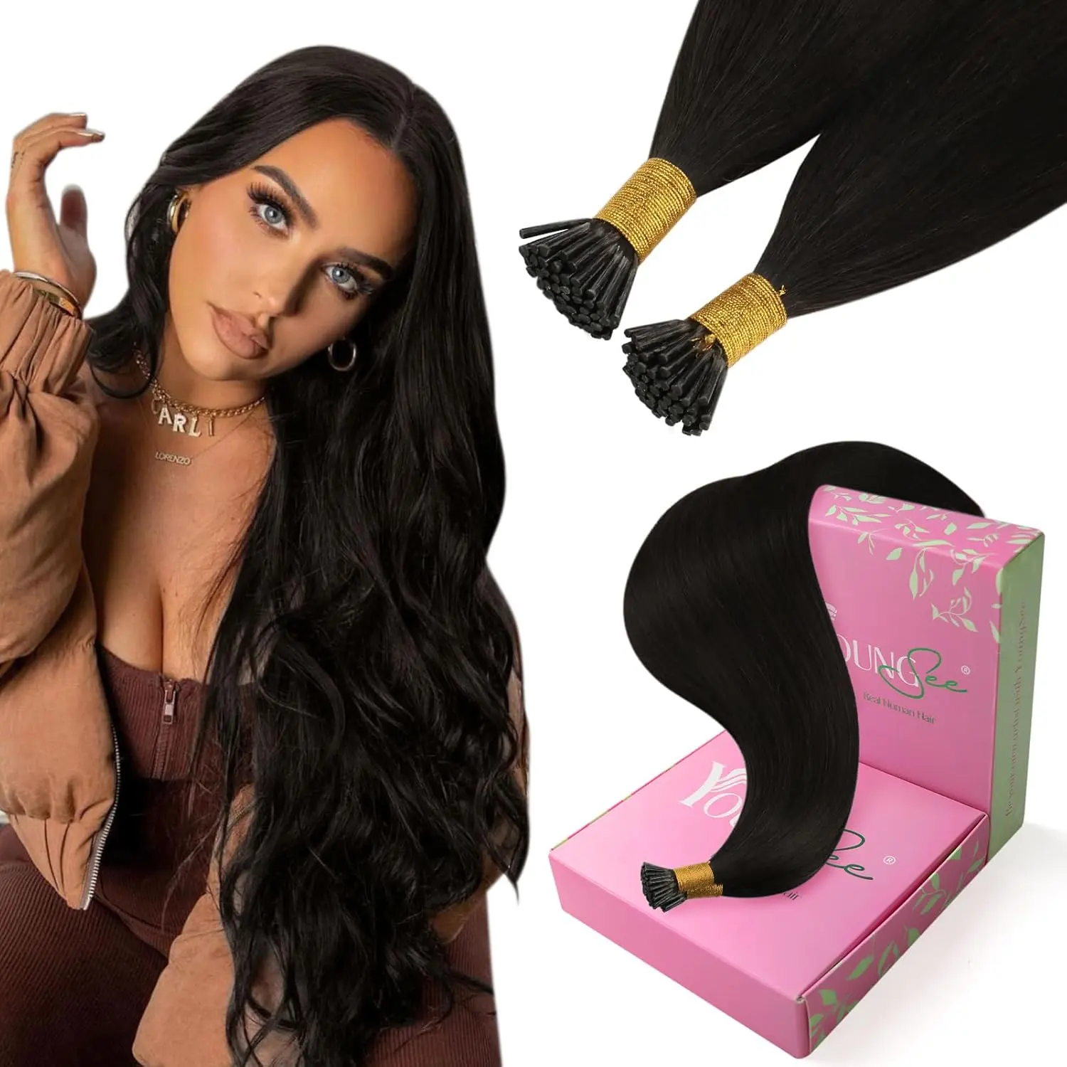 YoungSee I Tip Hair Extensions Straight Hair Extensions for Women Itip to Add Length 100% Real Human Hair #TikTokShopBlackFriday #Summervibes