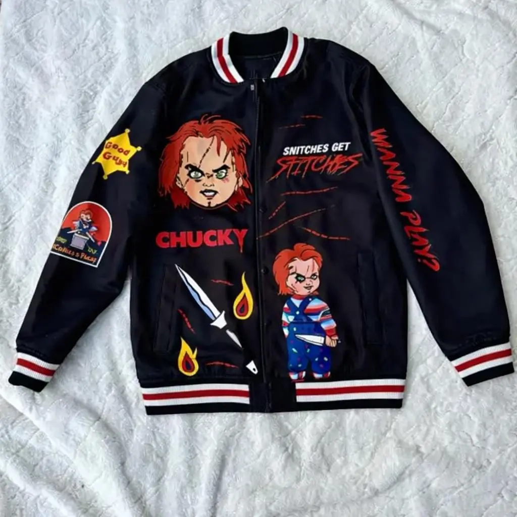 Chucky Horror Varsity Jacket | Men Women Bomber Halloween Gift Chucky Horror Varsity Jacket | Men Women Bomber Halloween Gift