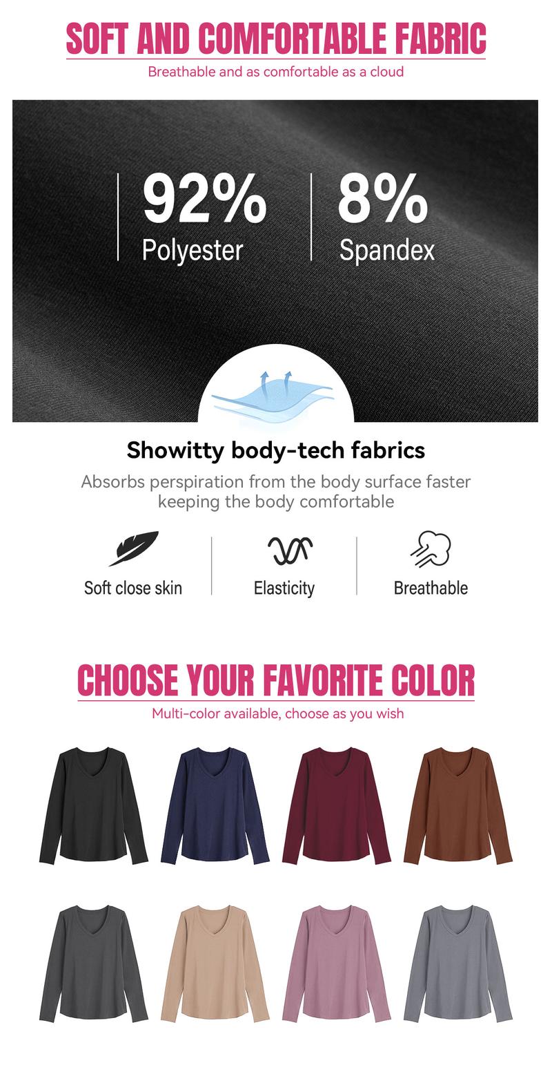 SHOWITTY Women's 3 Pack Long Sleeve Shirts – Casual Fall Tops for Workout, Travel & Daily Wear