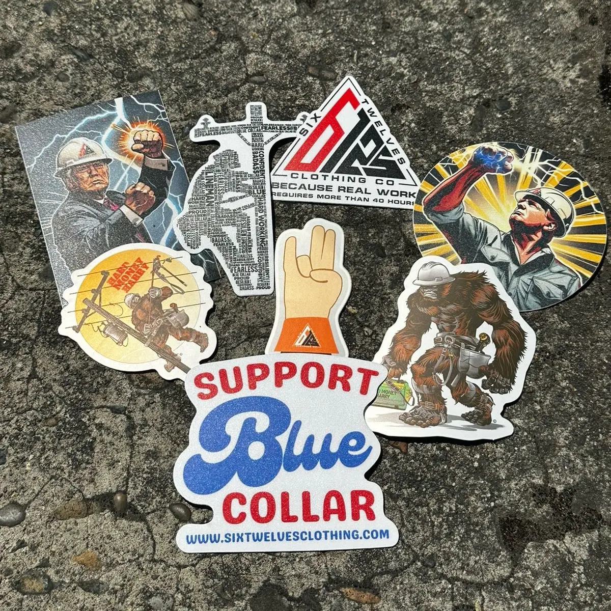 Lineman Blue Collar Sticker Pack of EIGHT