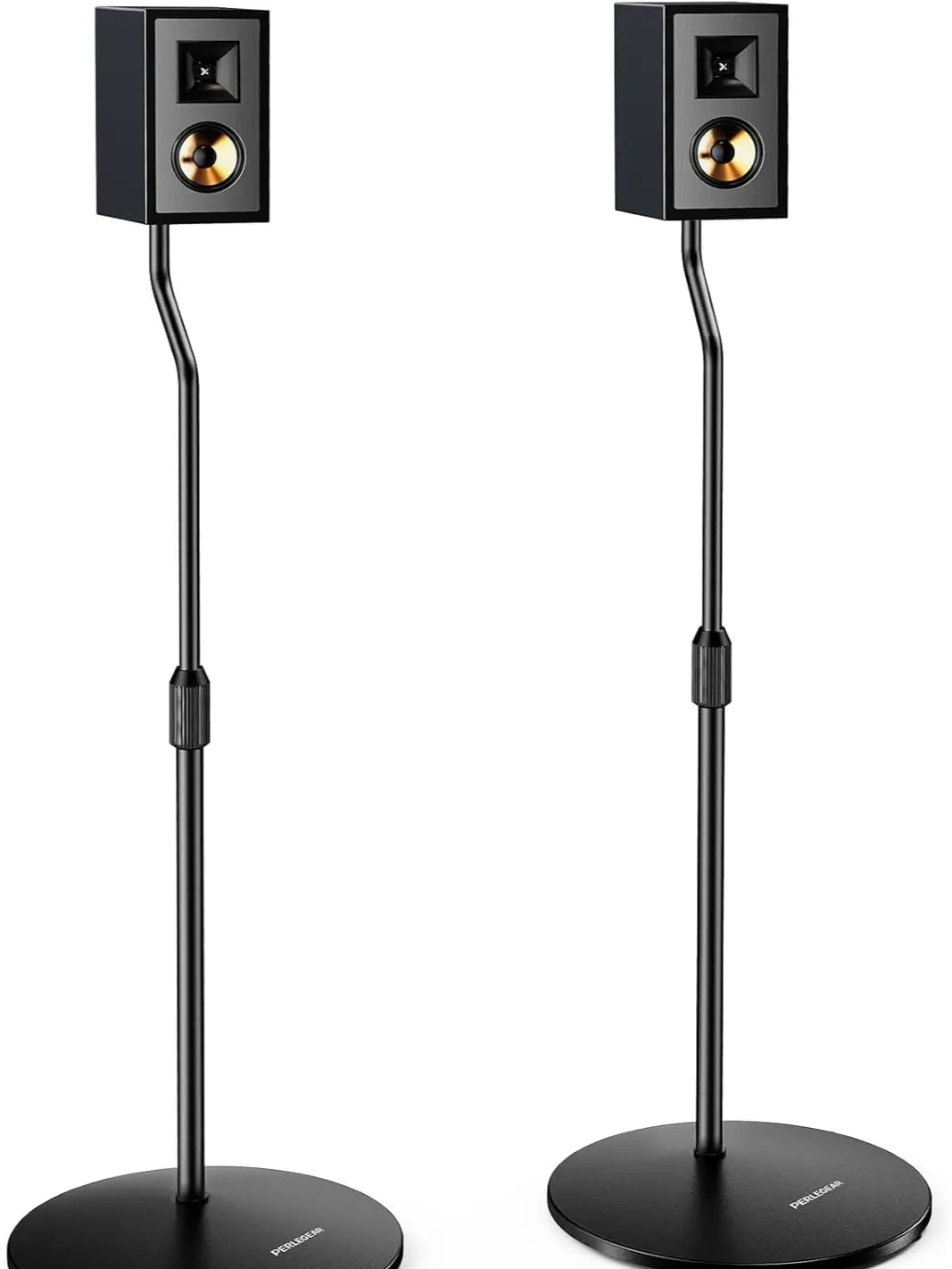 Adjustable Speaker Stands (28”–38”) – Tool-Free Setup for Bookshelf, Satellite & Studio Speakers up to 5lbs, Perfect for Surround Sound!