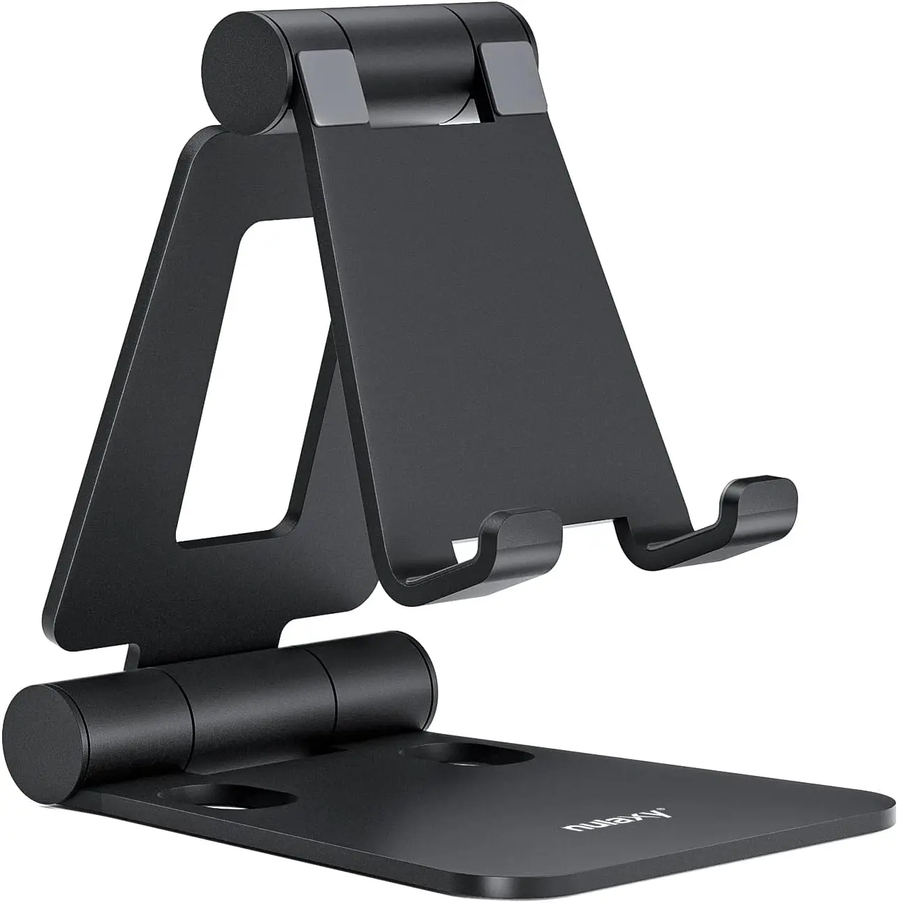 Dual Folding Cell Phone Stand, Fully Adjustable Foldable Desktop Phone Holder Cradle Dock Compatible with iPhone 17 16 15 14 13 12 11 Pro Max Xs Xr X 8, Nintendo Switch, All Phones