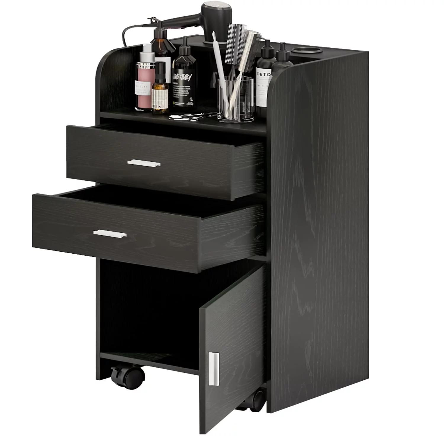 HOMBCK Salon Station, Storage Cabinet with 2 Drawers & Large Cabinet