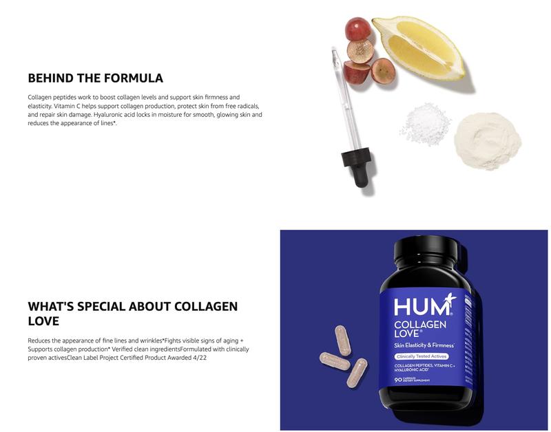HUM Love Skin Collagen Supplement - Collagen Peptides with Hyaluronic Acid and Vitamin C to Support Firm Skin and Help Minimize Visible Signs of Aging