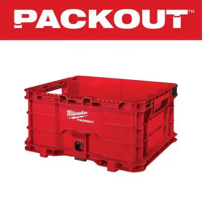 Milwaukee PACKOUT Portable Plastic Tool Box - 18.6 in. Storage, 50 lbs Weight Limit, Compact Organizer with Carrying Handles, Ideal for Construction Work Accessories, Garage DIY Projects, Portable Tool Box