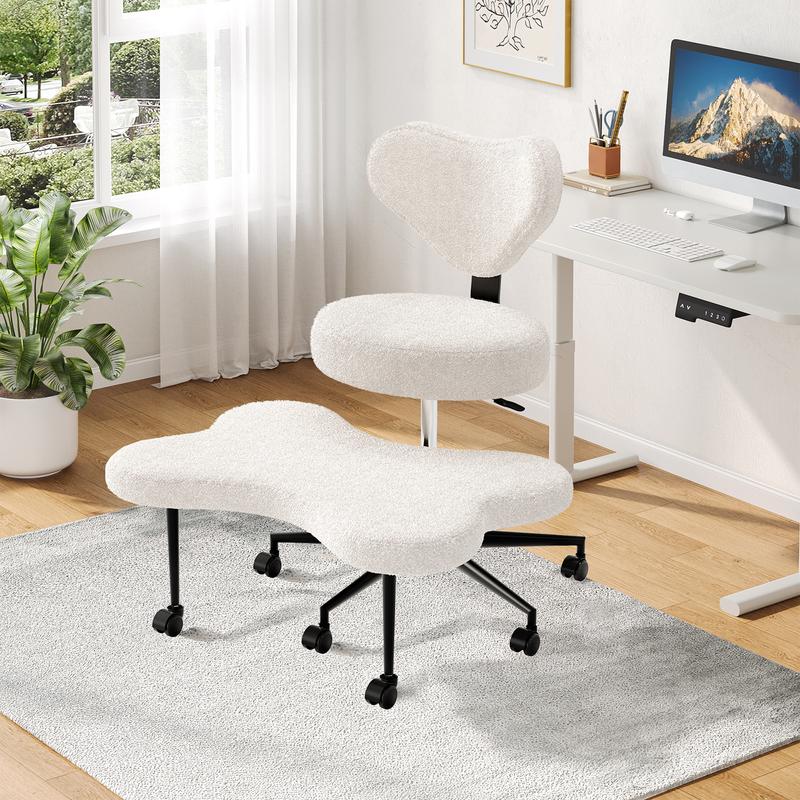 【Deal】Nost & Host Ergonomic Cross Legged Chair, 360° Swivel Meditation Chair with Wheels, Height Adjustable Seat for ADHD, Strong Lumbar Support, Chic Home Office Furniture