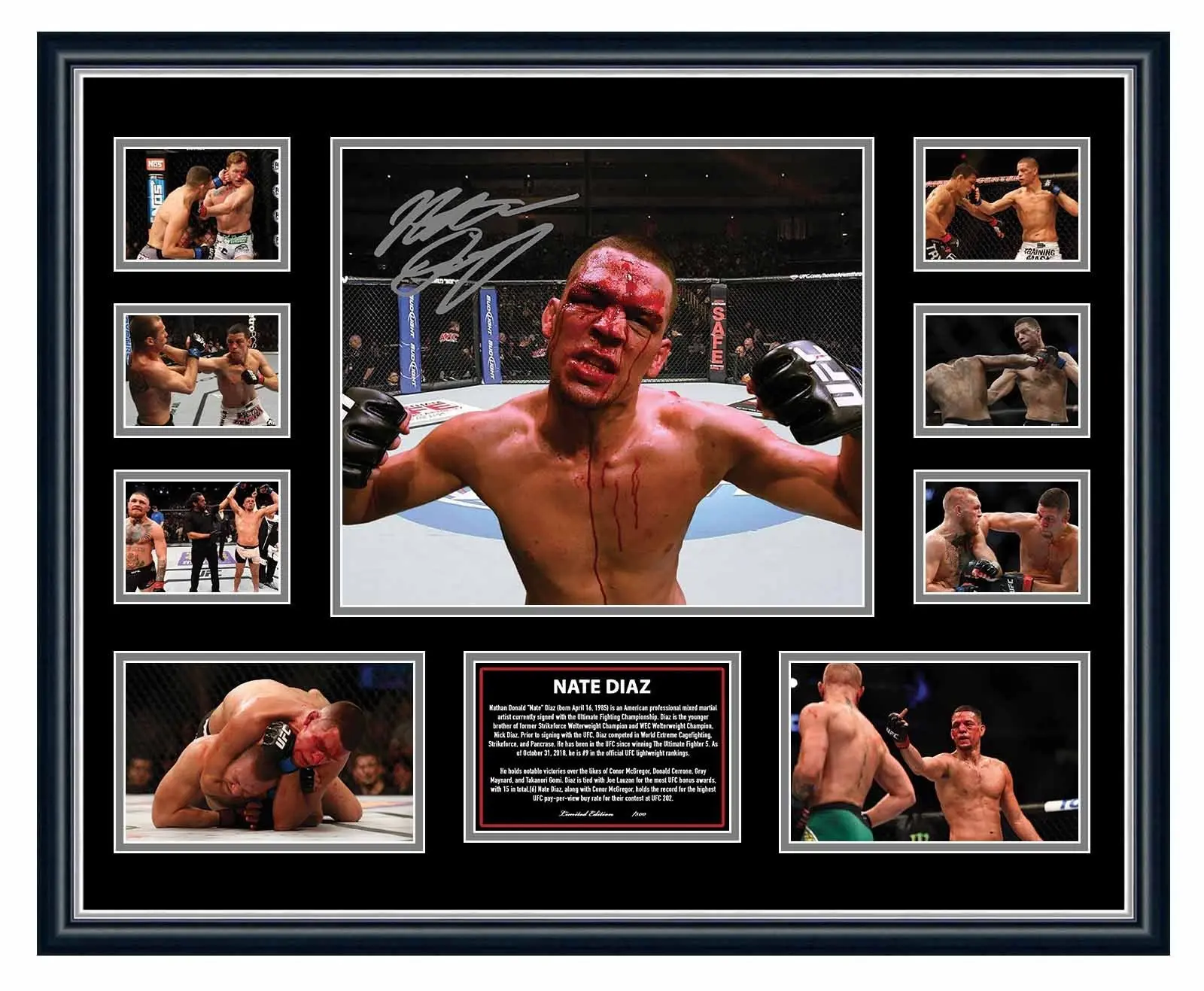Nate Diaz Ufc Signed Photo Poster Limited Edition ( Unframed - Print Only )