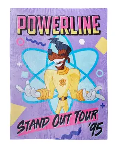 Disney Blanket A Goofy Movie Powerline Stand Out Tour 95' Retro Micro Raschel Throw 48" X 60"