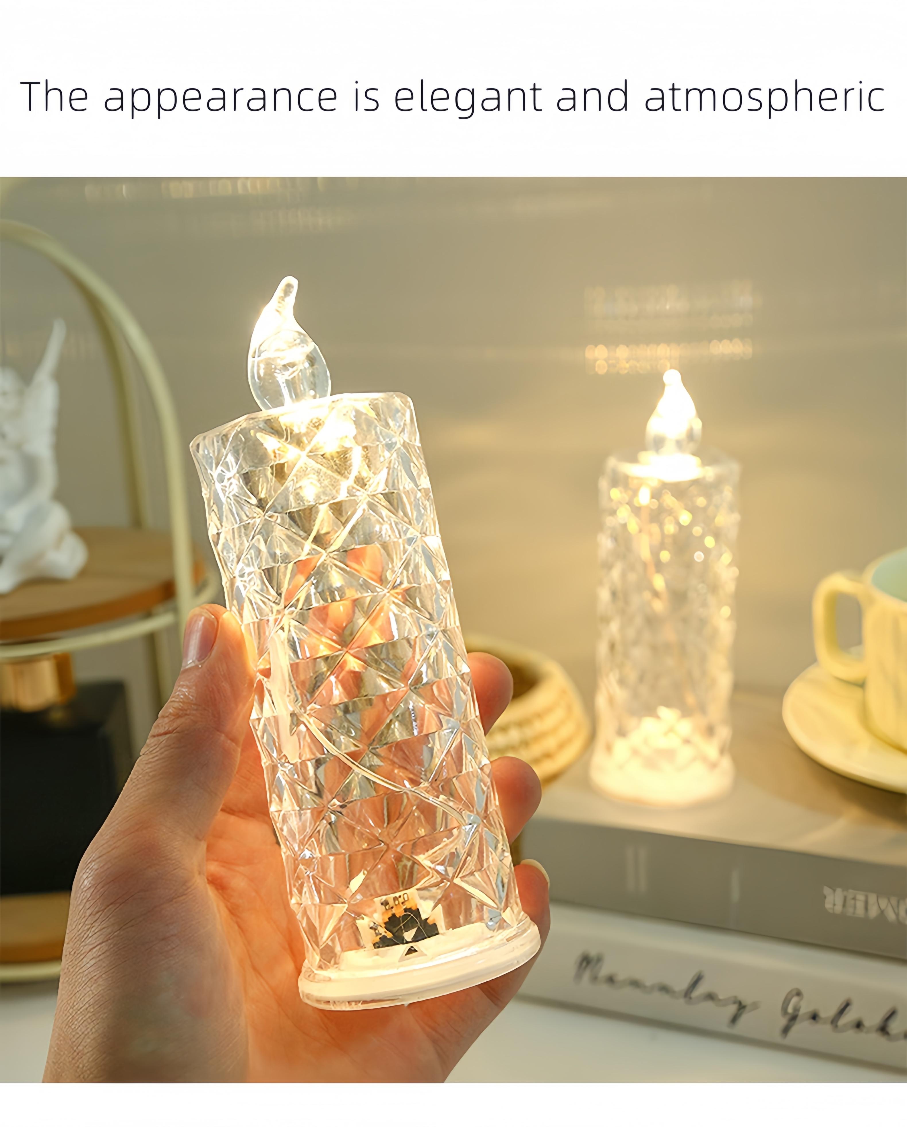 LED crystal tabletop candle light