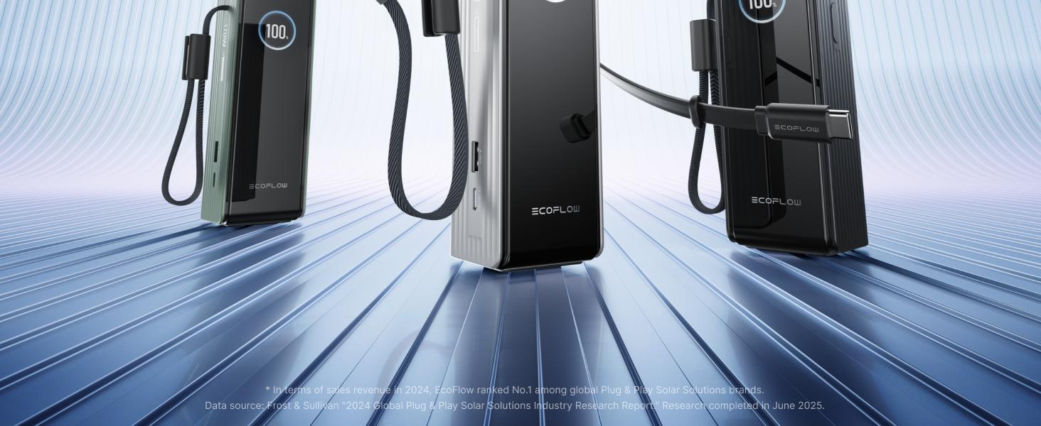 【Exclusive TikTok Gift】ECOFLOW Rapid Power Bank, 25,000mAh, 170W, 100W Built-in and Retractable Cables, Portable Charger with Triple 100W USB-C Port, Compatible with iPhone Series, Samsung, Laptop and More, Silver Travel Battery Pack