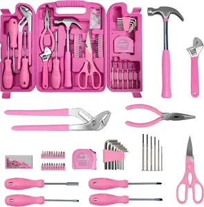 Pink Tool Set for Women, 136-Piece Household Small Tool Set, Toolbox Storage for Home Repairs, Portable Hand Tool Kit for Home Car College ANXTECH