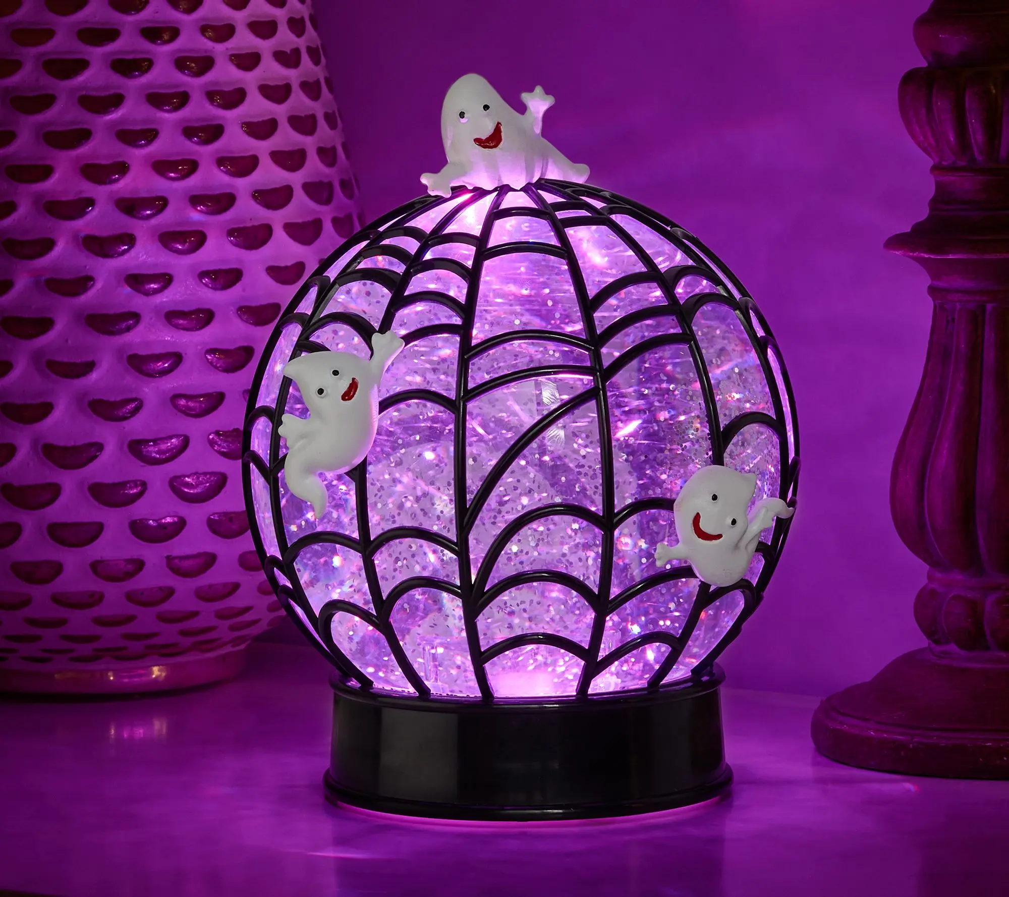 7" Illuminated Halloween Glitter Sphere by Valerie