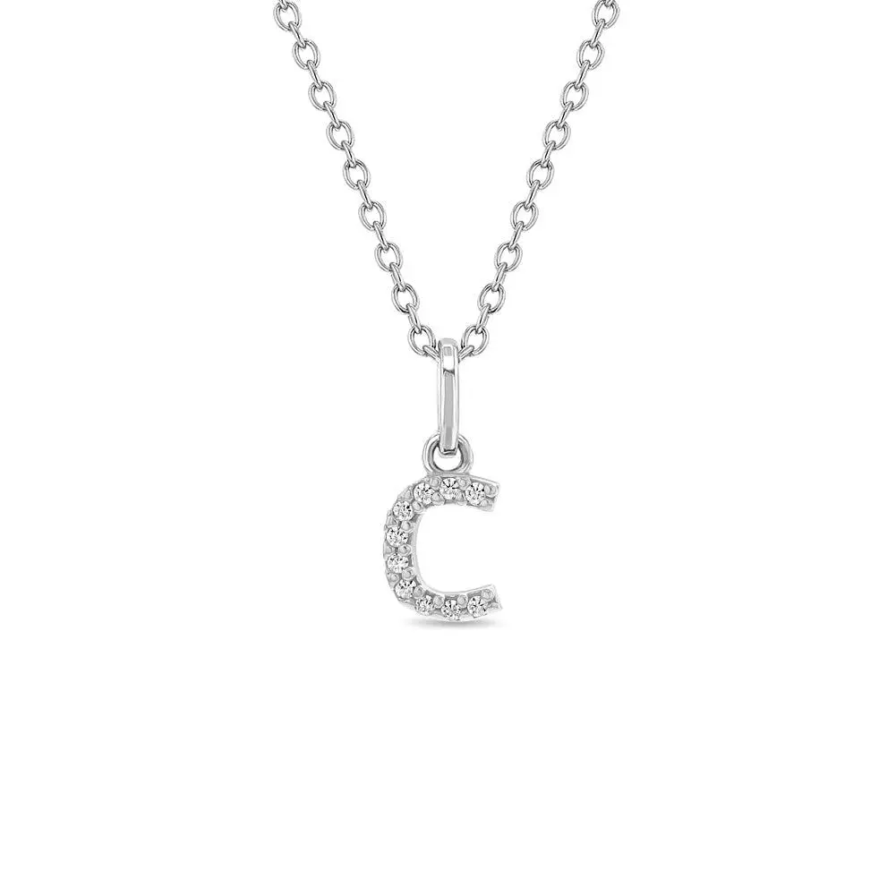 Sterling Silver Cubic Zirconia Initial Necklace for Children, A-Z Personalized Kids' Pendant Necklace, 16 Inches, Birthday Gift Ideas