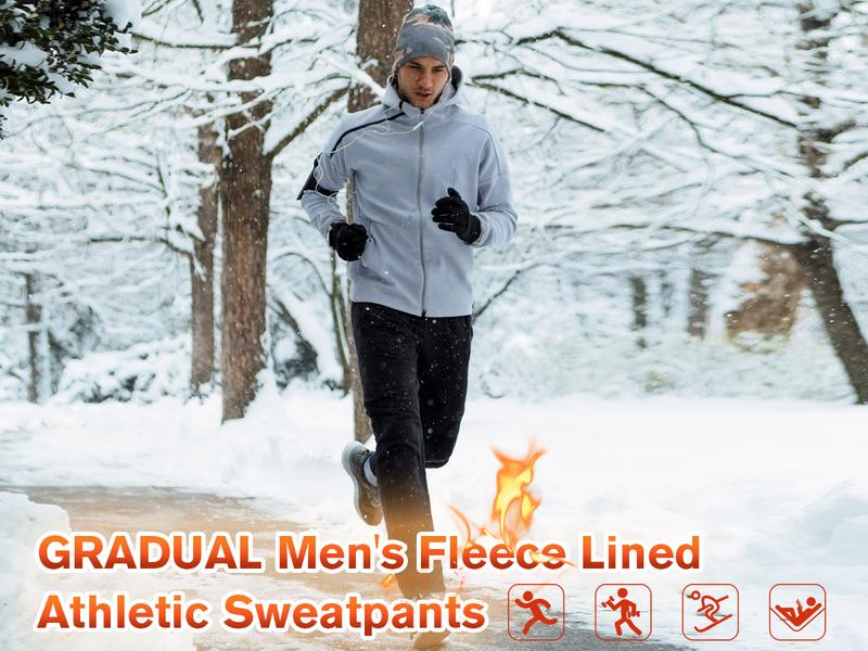 G Gradual Men's Fleece Lined Winter Pants with 3 Zipper Pockets Warm Athletic Joggers Workout Running Sweatpants for Men