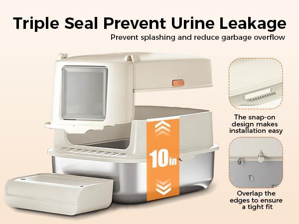 【2026 New Year Sale】Comhoma Extra Large Stainless Steel Cat Litter Box with Lid for Big Cats | XL Enclosed Metal Pan with High Sidewalls & Removable Cover | Leak-proof, Non-stick, Easy-Clean