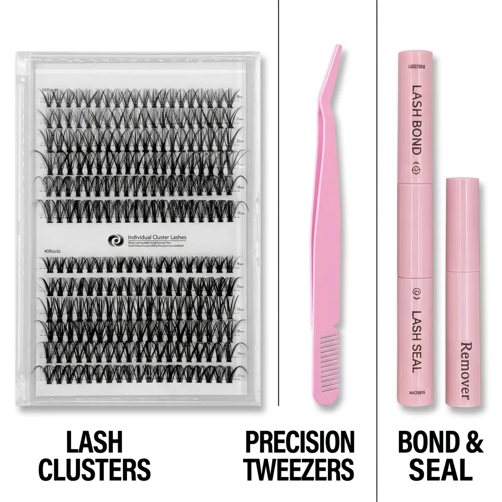 30D 40D Cluster Lash Kit, Natural Style At Home Eyelash Extensions Set with Lash Bond Seal & Remover, Beginner Friendly False Lashes Makeup Kit | So Tea Lash