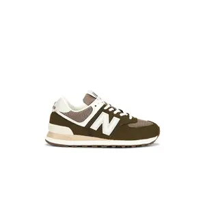 New Balance 574 Sneaker in Calcium & Dark Silver Metallic