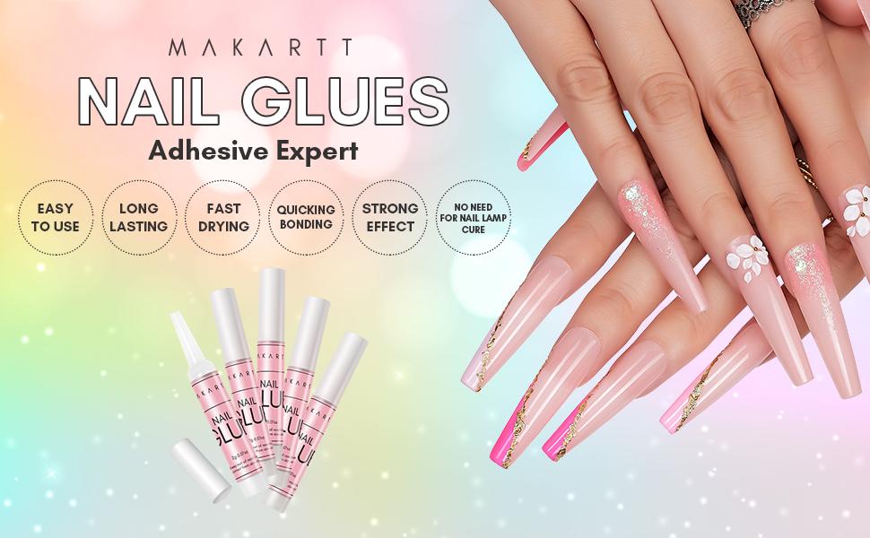 Makartt Super Strong Nail Glue for Acrylic Nails Press On Nails Nail Tips Glue for Stick On Nails Long Lasting Nail Glue for Fake Nails Broken Nails Repair Professional Nail Adhesive Bond 0.07oz 5Pcs sallys nailglue Nail Art Nail Care