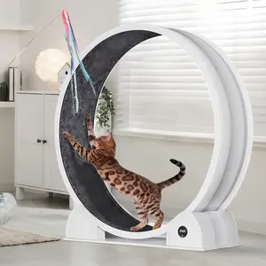 Cat Exercise Wheel for Indoor Cats - Large 114cm Super Quiet Running Wheel with Pedometer & Removable Mat | Treadmill for Fitness, Weight Loss, Training & Health | ABS Plastic Cat Trolley Design