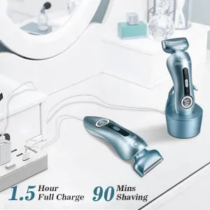 Product Introduction of Akunbem Electric Shaver for Women Best Electric Razor for Womens Bikini Legs Underarm Public Hairs Rechargeable Trimmer with Detachable Head Cordless Wet Dry Use Precise Safe Christmas Gift New Year Gift Shaving Waterproof 29