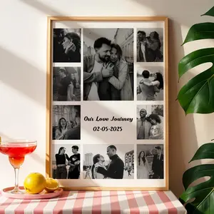 Personalized 10 Photo Frame Collage Wall Art, Black Couple Memory Print, Anniversary Gift, Valentine’s Day Romantic Decor