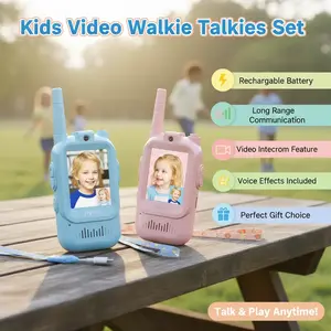 Video Walkie Talkie for Kids 2 Pack | Rechargeable Long Range Kids Walkie Talkies with Video Intercom & Voice Effects | Birthday Christmas Toys Gifts for 3-12 Years Old Boys Girls | Indoor Outdoor Travel Camping Use