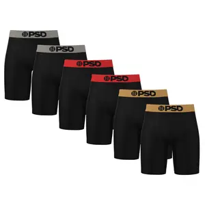PSD Mens Chrome Solids Boxer Brief 6 Pack - Standard Length 7 Inch Inseam, Soft and Breathable Cotton Fabric