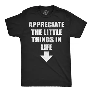 Mens Funny T Shirts Appreciate The Little Things In Life Sarcastic Dick Joke Novelty Tee for Men Mens Funny T Shirts Cool Vintage Fashion T-Shirt Gift Classic Menswear Funny Adult Humor Short Sleeve Novelty Black -