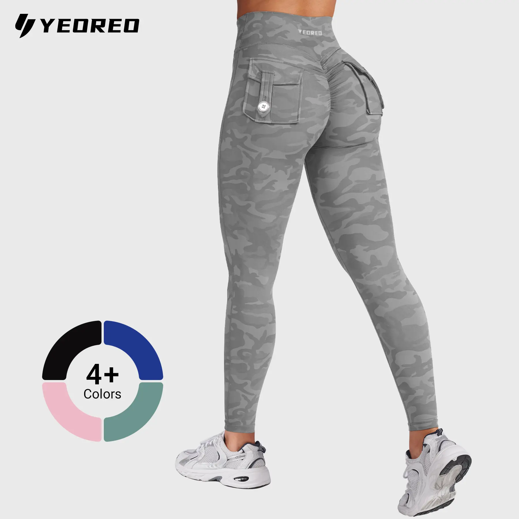 YEOREO Leggings with Pockets for Women Charm Leggings Workout Leggings for Women V Cross Waist Butt Lifting Gym Yoga activewear exercise walking Sports Bottoms Fitness Training Pant sohochic