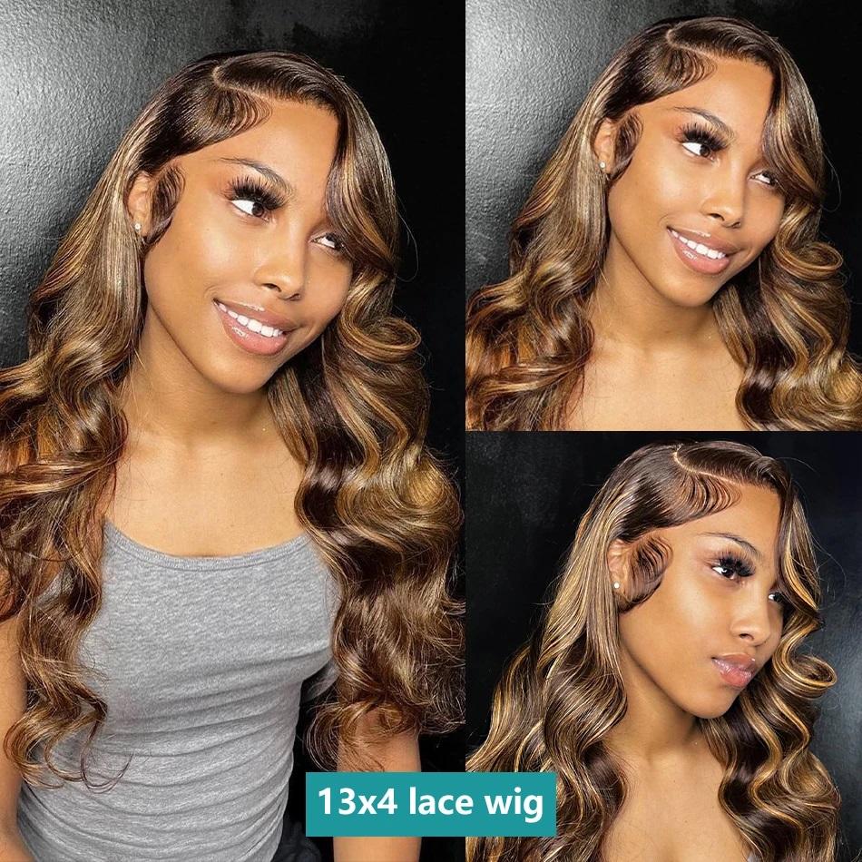 BABOSHOW P4/27 Highlight 180% Density Body Wave Lace Front Wig Human Hair 13x6 HD Transparent Lace Front Wigs Pre Plucked Straight Wig 4# Light Brown Colored Wig Human Hair Wigs Pre Cut 99J Burgundy For Women Can be Dyed & Restyle