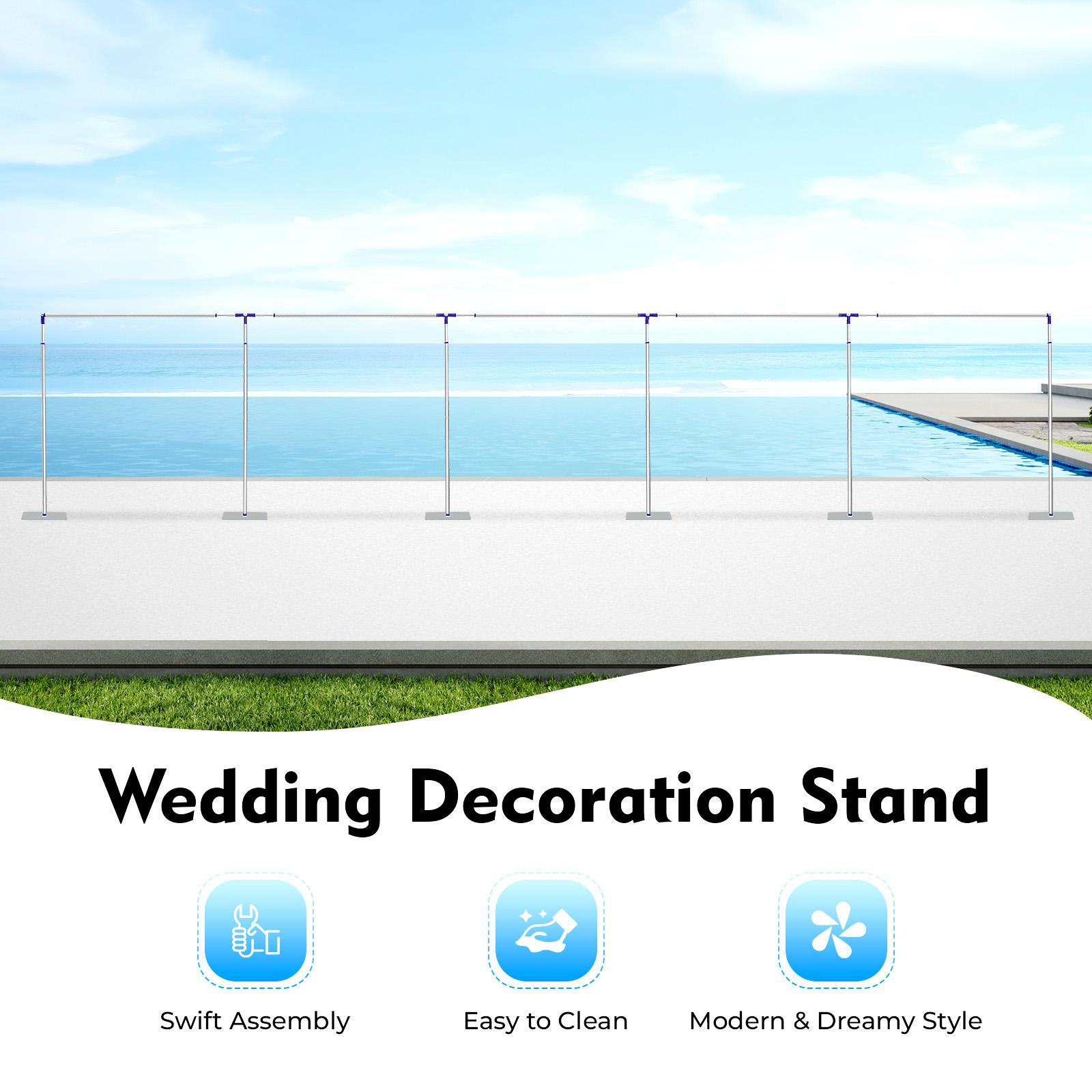 Large Wedding Decoration Stand Metal Rectangle Arch 3x15m Heavy Duty Freestanding With Base For Party Balloons Bouquets Silver Purple