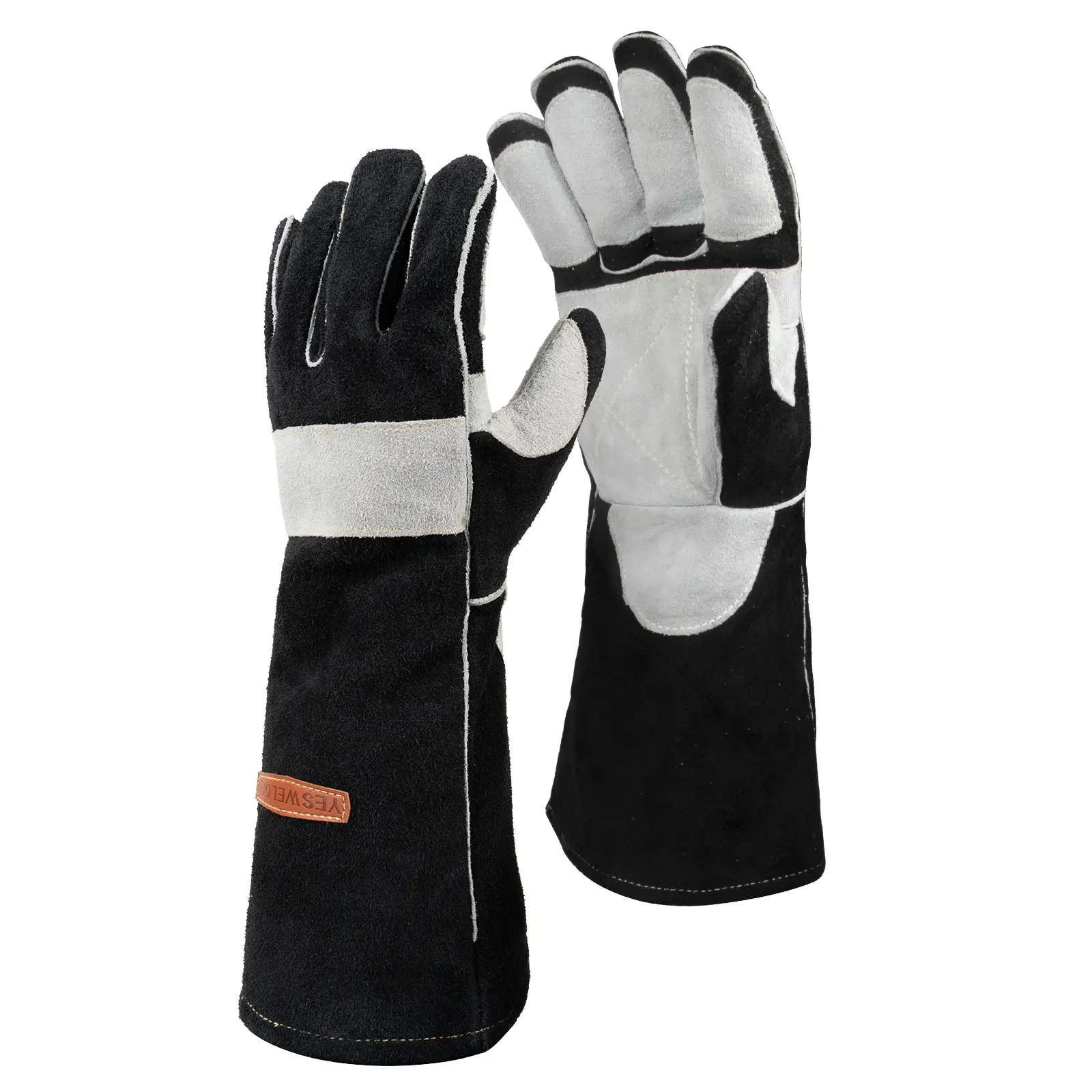 YESWELDER 16-Inch 932℉ Leather Forge MIG Welding Heavy Duty Gloves, Kevlar Stitching, Palm Reinforcements | Heat-Resistant Safety Work Gloves for Welding, Grilling
