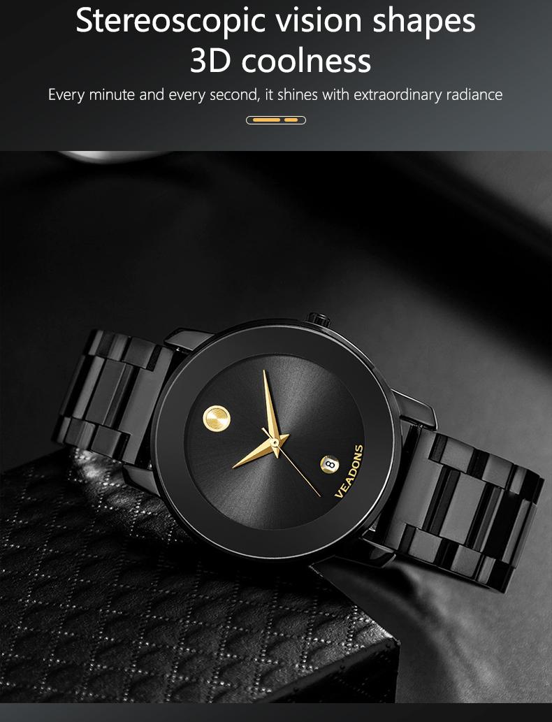 Luxury business quartz watches for ladies and gentlemen, featuring solid stainless steel straps, calendar function, and water resistance. With a minimalist design, they are elegant and durable, suitable for daily wear.