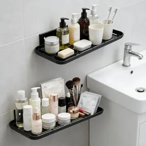 Wall Mounted Floating Shelf, Self Adhesive Shelf, No Drill Adhesive Wall Shelf, Floating Shelves Damage-Free Expand Walls Space for Living Room Kitchen Bathroom