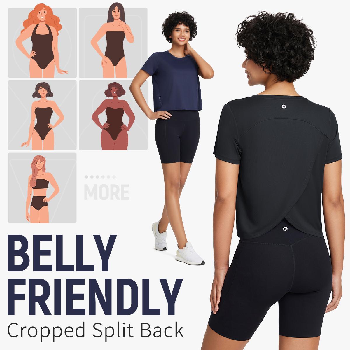 baleaf Women's Workout Tops Athletic Shirts Cropped Short Sleeve Split Back Running Gym Quick Dry Sun Protection UPF 50+ baleaf Women's Workout Tops Athletic Shirts Cropped Short Sleeve Split Back Running Gym Quick Dry Sun Protection UPF 50+